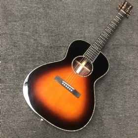 Custom OO Solid Wood Acoustic Guitar with Ebony Fingerboard Full Abalone Binding in Sunburst