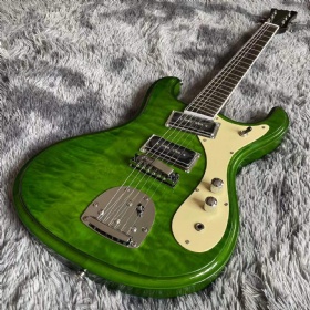 Custom Grand 1960 1966 1969 Mosrite Ventures Electric Guitar Johnny Ramone Water Ripple in Green Color Accept Guitar OEM Order