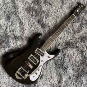 Custom 1966 Ventures Mosrite Johnny Ramone Electric Guitar Bigsby Tremolo Bridge Little Dot Inlay Vintage Tuners Accept Customized Guitar Bass Order