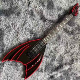 Custom Electric Guitar 2022 New Model with Black Red Stripe Customizable Shape and Logo