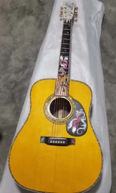 Custom Deluxe Abalone Binding AAAAA All Solid Wood Dreadnought Acoustic Guitar with Customized Neck Inlay and Pickguard