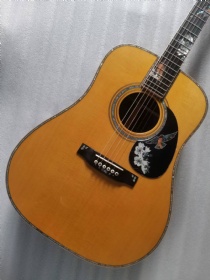 Custom Deluxe Abalone Binding AAAAA All Solid Wood Dreadnought Acoustic Guitar with Customized Neck Inlay and Pickguard
