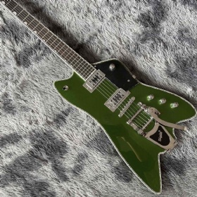 Custom BillyB Electric Guitar Bigs Tremolo Bridge with Silver Hardware and Abalone Binding in Green Accept Customized Logo and Shape