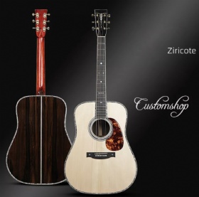Chinese 2022 New Custom Shop Solid Adirondack Spruce D42 Solid Ziricote Wood OEM Acoustic Guitar for Sales