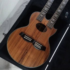 Custom Taylo Double Neck Richie Sambora Signature KOA Wood 6/12 Strings Ebony Fingerboard Acoustic Guitar in Matte Finishing