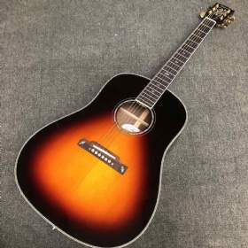 Custom 41 Inch J45 GB Style Acoustic Guitar with Fishbone Binding Rosewood Back Side in Sunburst Color