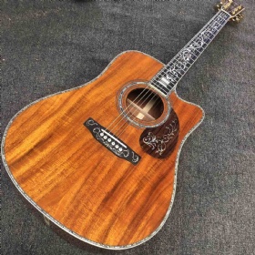 Custom 41 Inch Abalone Binding Dreadnought Body Shape Cutaway KOA Wood Acoustic Guitar Mother Pearl Inlay Headstock