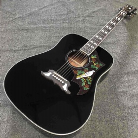 Custom Wholesale High Quality 41 Inches Acoustic Guitar GB Hummingbird Solid Spruce Top Rosewood Side in Black Color