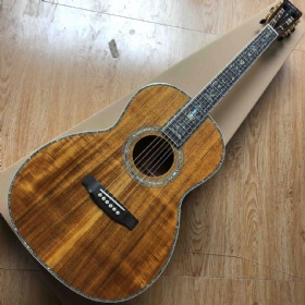 Custom Professional 39 Inch Abalone Binding 5A All Solid KOA Wood AAAAA OOO Guitar with Slot Head 45 Style Parlor Acoustic Guitar