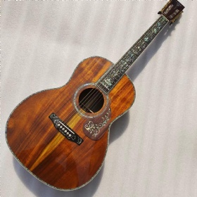 Custom 39 Inch 5A Solid KOA Wood AAAAA OOO Guitar with Slot Head 45 Style Parlor Acoustic Guitar