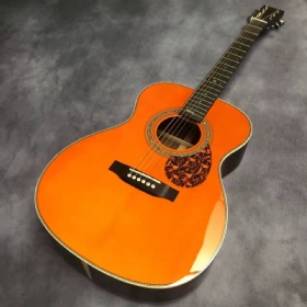 Custom 40 Inch OM42 Series Neck Inlay Signature Herringbone Binding Acoustic Guitar