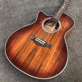 Custom Solid KOA Wood Cutaway Acoustic Guitar with Rosewood Binding