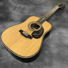 Custom MT Style D45 Solid Spruce Top 12 Strings Ebony Fingerboard Real Abalone Acoustic Guitar