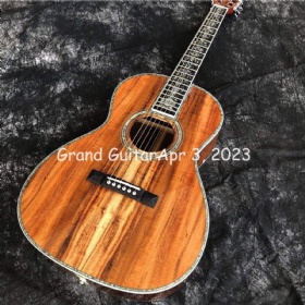 Custom Grand 39 Inch Real Abalone Ebony Fingerboard Solid KOA Back Side Acoustic Guitar Accept OOO, OM, D Body Custom Guitar OEM