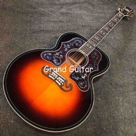Custom Jumbo 43 Inch Bob Dylan Sunburst J200 Acoustic Guitar with Cocobolo Back Side Double Pickguard
