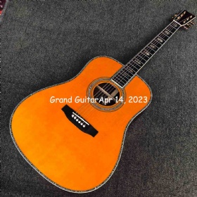 Custom Abalone Binding Glossing Finish Yellow Painting Color 5A AAAAA Dreadnought D Body 41 Inch Folk Acoustic Guitar Accept Guitar, Bass, Amp, Pedal OEM