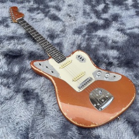 Custom JAGUAR FEND Electric Guitar Golden Yellow Body Made Old Retro Antique Electric Guitar