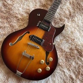 Custom Jazz Electric Guitar Semi-hollow Body in Sunburst Color