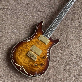 Custom Flamed maple top High quality 6 strings electric guitar with Gold hardware Ebony fingerboard abalone binding