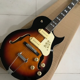 Custom Classic shop hollow body Jazz Electric guitar in Sunburst Color
