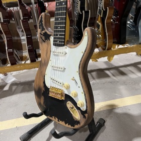 Custom Grand Handcrafted John Mayer Relic Strat Electric Guitar Black Color Alder Body Rosewood Fingerboard​