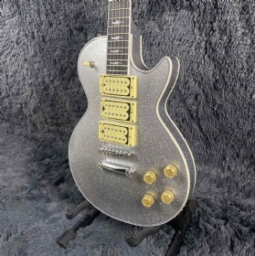 Custom Metal Silver Painting Ace Frehley Electric Guitar Solid Body Rosewood Fingerboard with 3 Pickups