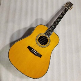 Custom Solid India Rosewood Back Side 41 Inch Dreadnought Acoustic Electric Guitar in Yellow Painting