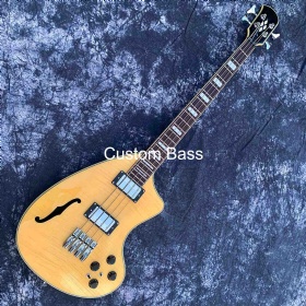 Custom 2023 NEW Grand Flamed Maple F Hole Electric Bass in Orange