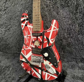 Custom Vintage Heavy Relic Floyd Rose Tremolo Bridge Red Frank 5150 Black White Stripes Edward Eddie Van Halen Electric Guitar Accept Guitar, Bass, Amp OEM
