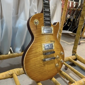 Custom Relic Les Paul LP Electric Guitar with Flamed Maple Top 1959 Tribute to Gary Moore Peter Green Smoked Sunburst One Piece Body and Neck