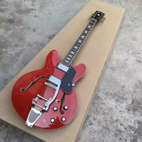 Custom ES335 half-hollow Two-Tone Hole Jazz Electric Guitar