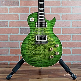 Custom GB Chibson Quilted Flamed Top Ripple HH Pickups Les Paul Style Electric Guitar in Green Burst