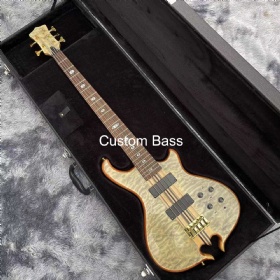 Custom Alembic Style 5 Strings Bass Electric Guitar with Ebony Fingerboard Factory Burst Maple Top Neck Through Body