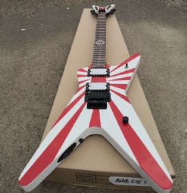 Custom Red White stripes color Rosewood Fingerboard Irregular Body Special Shape Electric Guitar