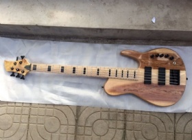 Custom 5 strings butter fly top electric bass guitar neck through body bass with active pickups