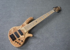 Custom 6 strings cutaway style electric bass 2024 newest custom bass guitar in bolt on burl wood