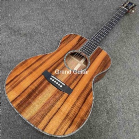 Custom Solid KOA Back Side OM Body Classic Acoustic Guitar Headstock Inlay LOGO