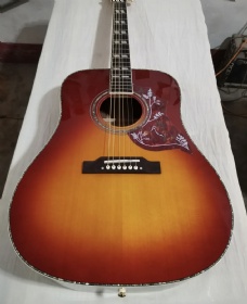 Custom Dreadnought D Body Body Cherryburst Solid Sikta Spruce AAAAA Acoustic Guitar with Abalone Binding