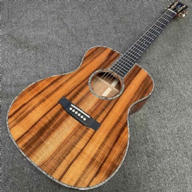 IN STOCK WITH SPECIAL PRICE!!! Custom Solid KOA Back Side OM Ebony Fingerboard 40 Inch Real Abalone Acoustic Guitar