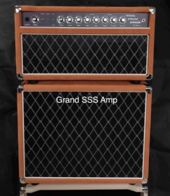 Custom Grand Amplifiers Dumble SSS 20W head with 112 Celestion V30/G12-65 Speaker Cabinet Red Suede and Vox Grill Cloth Accept Amp OEM