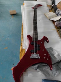 Custom 4 Strings Buzzard Metallic Red Electric Bass Guitar Special Shape