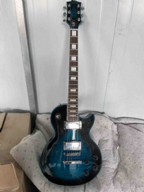 2024 New Les Paul LP GB Blue Flamed Maple Top Electric Guitar Custom Vintage Blue Color