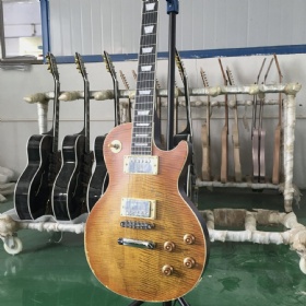 Custom Heavy Aged Honeyburst 59' GB Les Paul Style Electric Guitar Flamed Maple Top Chambered Light Body