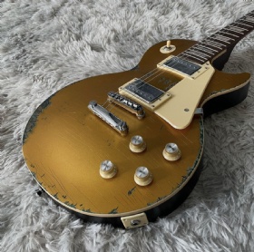 Solid Body Metallic Gold Relic GB LP Electric Guitar Mahogany Neck 6 Strings