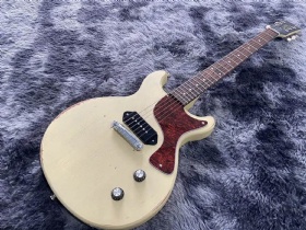 Custom GB Electric Guitar Junior Milk White Color 1 P90 Pickup Handmade heavry Relic Mahogany Body And Neck