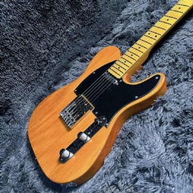 Custom Tele Electric Guitar, Maple Fingerboard, Mahogany Body, Transparent Yellow Color, 6 Strings, 22 Frets