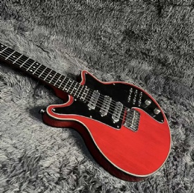 Custom Brian May Electric Guitar, Mahogany Body, Red Color, Rosewood Fingerboard, 3 Pickups