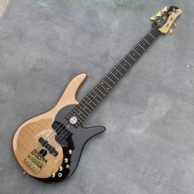 Custom 5 Strings Butterfly Yin Yang Style Electric Bass with Maple Neck Rosewood Fingerboard in Natural