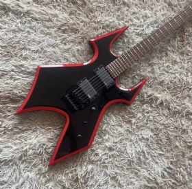 Custom B. C. Rch Red Rim High Gloss Black Hardware Electric Guitar with Hardcase