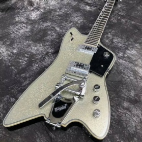 Custom Grets Style Billy Bo Model Sparkling Silver Electric Guitar G Solid Wood Guitar